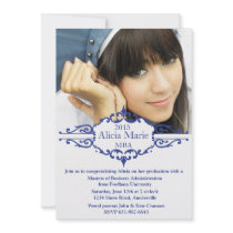Graduation Blue Photo Invitation
