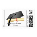 Graduation Cap and Diploma Postage Stamp