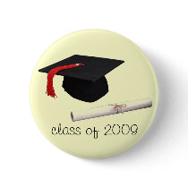 graduation cap, class of 2009 pinback buttons