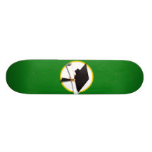 Graduation Cap w/Diploma - Green Background Skateboard Decks
