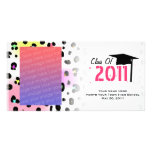 Graduation Class Of 2011 Neon Leopard Print Photo Card