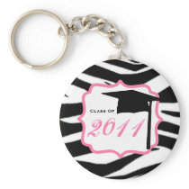 Graduation Class Of 2011 - Zebra Print & Pink Key Chain