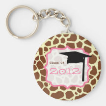 Graduation Class Of 2012 - Giraffe Print & Pink Key Chain