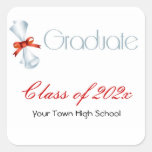 Graduation Diploma Red and Blue Square Stickers