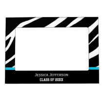 Graduation Frame:  Zebra And Blue Magnetic Frame