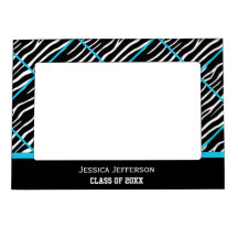 Graduation Frame:  Zebra And Blue Magnetic Frame