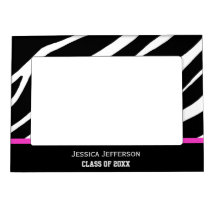 Graduation Frame:  Zebra And Pink Magnetic Frame
