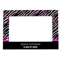Graduation Frame:  Zebra And Pink Magnetic Frame
