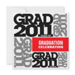 Graduation Invitation Celebrate 2011 Red Grey Font