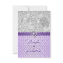Graduation Invitation in  Vintage Lilac Damask
