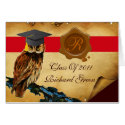 GRADUATION OWL PARCHMENT BROWN WAX SEAL MONOGRAM cards