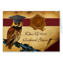 GRADUATION OWL PARCHMENT BROWN WAX SEAL MONOGRAM cards