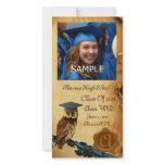 GRADUATION OWL PARCHMENT BROWN WAX SEAL MONOGRAM PHOTO CARD