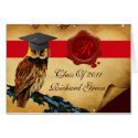GRADUATION OWL PARCHMENT RED WAX SEAL MONOGRAM cards