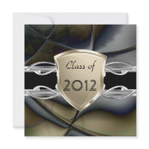 Graduation Party Abstract Black Gold Silver Invitations