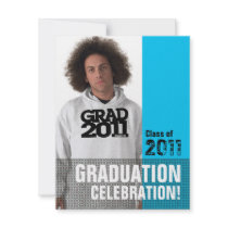Graduation Party Invitation Add Photo Blue B1