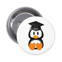 Graduation Penguin Pinback Button