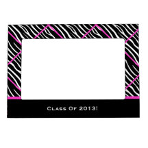 Graduation : Pink Trimmed Zebra Magnetic Frame