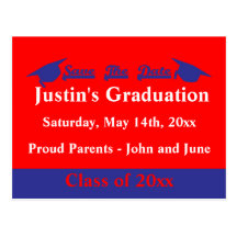 Graduation Save The Date Card Blue Post Card