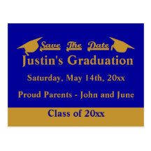 Graduation Save The Date Card Gold Postcards