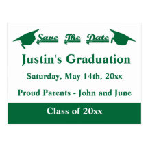 Graduation Save The Date Card Green Post Card