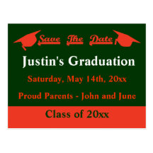 Graduation Save The Date Card - Orange Post Cards
