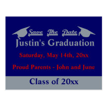 Graduation Save The Date Card With Silver Postcard