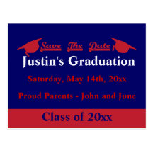 Graduation Save The Date Card With White Post Card