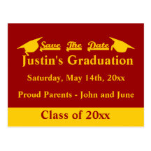 Graduation Save The Date Cardinal and Gold Post Cards