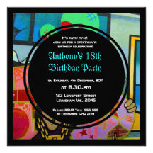 Graffiti Cool Face Birthday Invitation