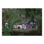Graffiti in the forest, Rheinfelden, Switzerland Photo Print