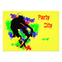 Graffiti Splotch Skateboard Party Custom Announcement