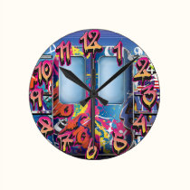 Graffiti Subway Train. wall clocks
