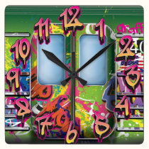 Graffiti Subway Train wall clocks