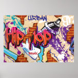 Graffiti Wall with Sports Car Shadow Poster