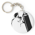 Graffiti writer with spray can stencil keychains