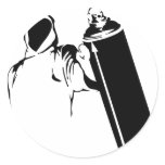 Graffiti writer with spray can stencil stickers