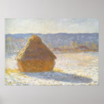 Grainstack in Morning, Snow Effect by Claude Monet Print