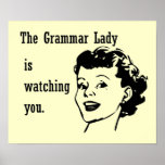 Grammar Lady Watching Postcards Posters