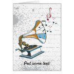 Gramophone retro custom greeting card