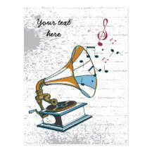 Gramophone retro custom postcard