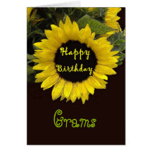 GRAMS Happy Birthday with Cheerful Sunflower Greeting Card