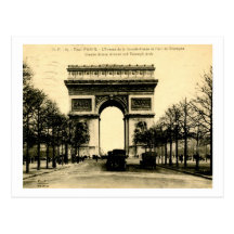 Grand Armee Ave. and Triumph Arc Paris 1924 Vintag Postcard
