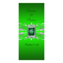 Grand Duchess Silver Scroll Green Wedding Program Rack Card