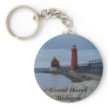 Grand Haven Lighthouses Keychain