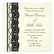 Grand Opening Ivory French Lace Custom Invites