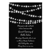 Grand Opening Twinkle Lights (black) Personalized Invitation