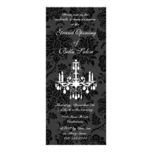 Grand Opening Victorian Damask (black) Invite