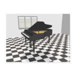 Grand Piano & Tile Floor: 3D Model: Post Card