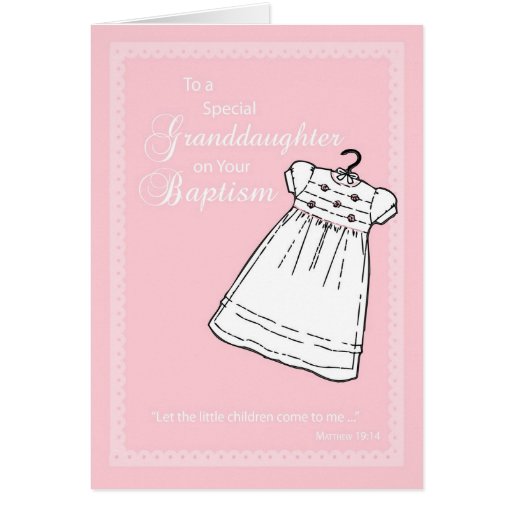 Granddaughter, Baptism Gown on Pink Greeting Card Zazzle